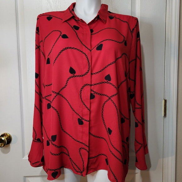Liz Claiborne Tops - Liz Claiborne Red Chiffon Top Blouse